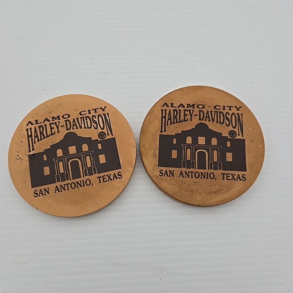 Alamo City Harley Davidson Coaster Set Of‎ 2 San Antonio Texas